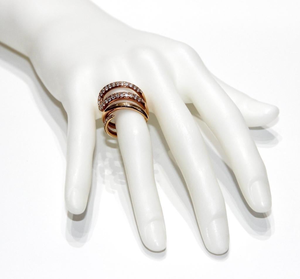 Brilliant Cut 18K Rose Gold and Diamond Serpent Ring For Sale