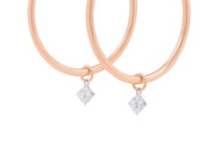 18K Rose Gold and Diamonds Hoop Earrings