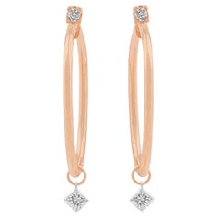 18K Rose Gold and Diamonds Hoop Earrings