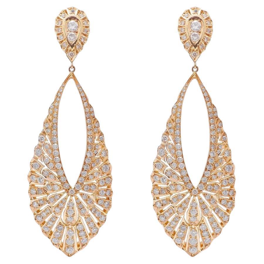 Boucles d'oreilles en forme de goutte d'eau en or rose 18 carats et diamants