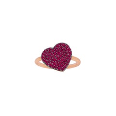 18k Rose Gold and Rubies Heart Ring