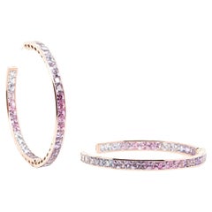 18K Rose Gold And Sapphire Loop Earrings 10.96 ct.