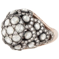 Estate Rose-cut Diamond Cluster Ring in Sterling Silver and 18K Gold