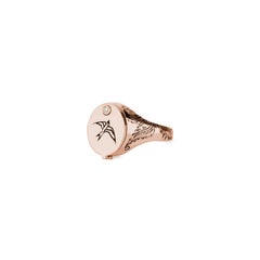 18k Rose Gold and White Diamond Nightingale Conservatory Signet Ring