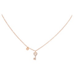 18k Rose Gold and White Diamonds Key Pendant Necklace