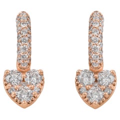 18k Rose Gold and White Diamonds Lever-Back Earrings