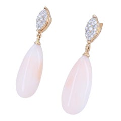 18k Rose Gold Angel Skin Coral Diamond Drop Earrings