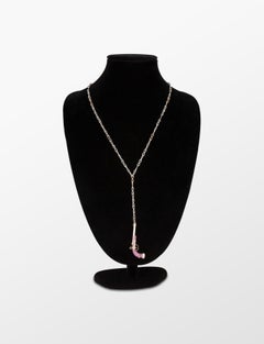 18K Gold Antique Gun Necklace with 0.43 Carat White Diamond, 1.78 Ct Sapphire