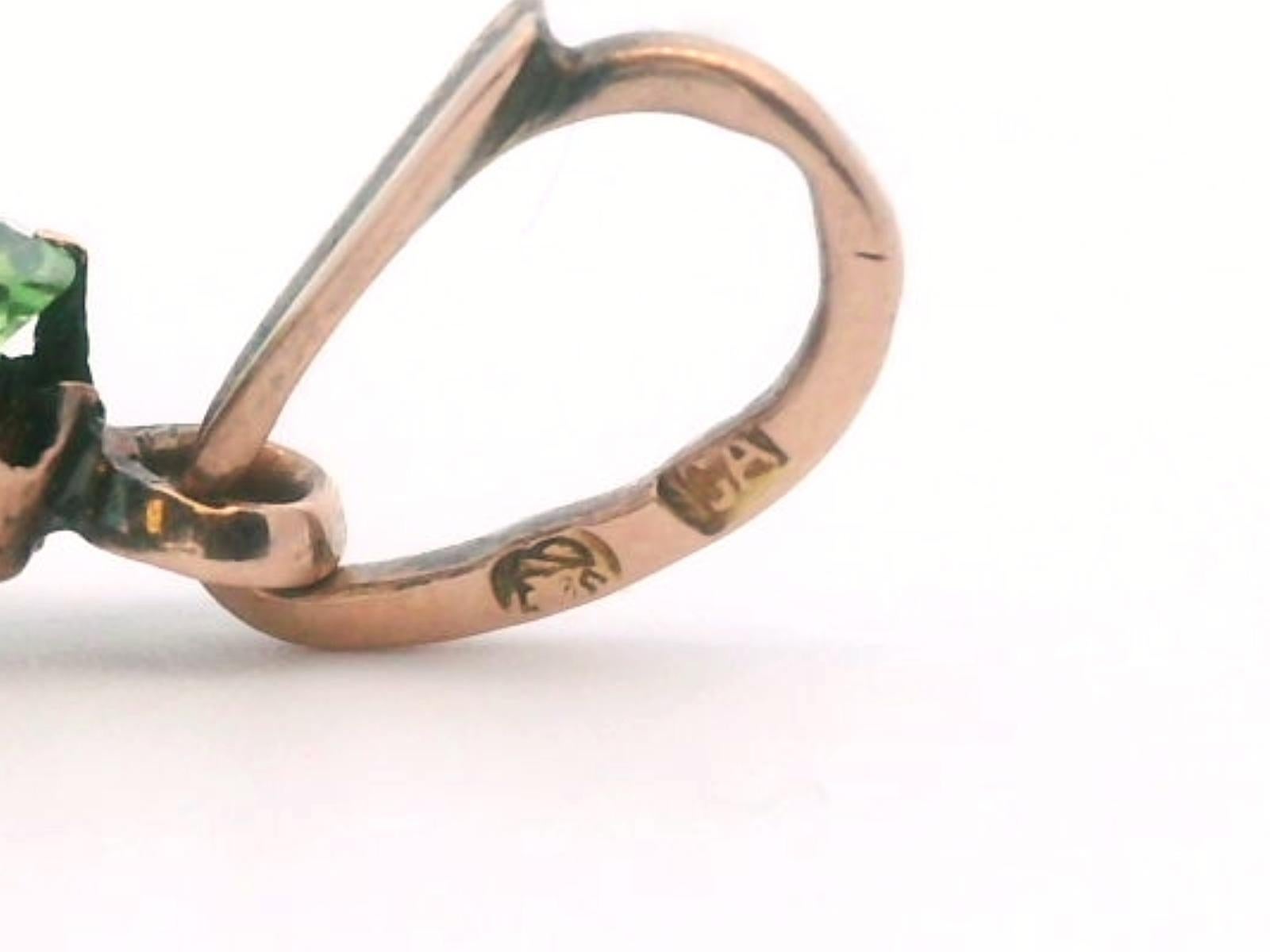 Ciondolo in oro rosa 18k con demantoide e diamante dell'antica Russia imperiale in vendita 5