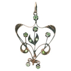 18k Rose Gold Antique Imperial Russian Demantoid & Diamond Pendant