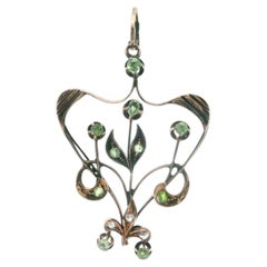 18k Rose Gold Antique Imperial Russian Demantoid & Diamond Pendant