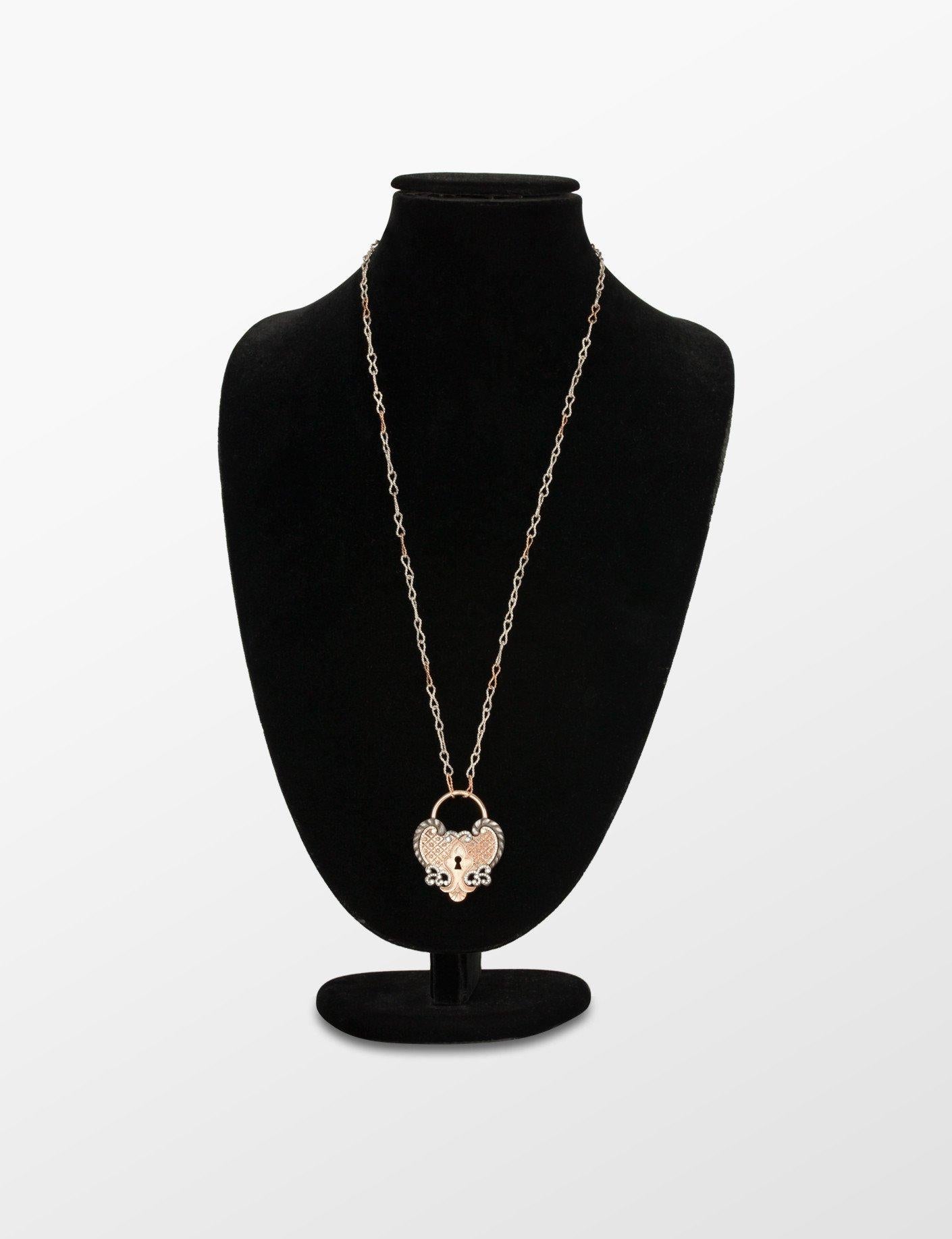 18 Karat Rose Gold Antique Padlock Necklace with 0.66 Carat White Diamonds In New Condition For Sale In Miami, FL