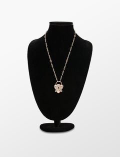 18 Karat Rose Gold Antique Padlock Necklace with 1.84 Carat White Diamonds