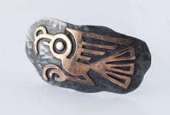 18k Rose Gold & Antiqued Sterling Silver Hammered Peruvian Brooch