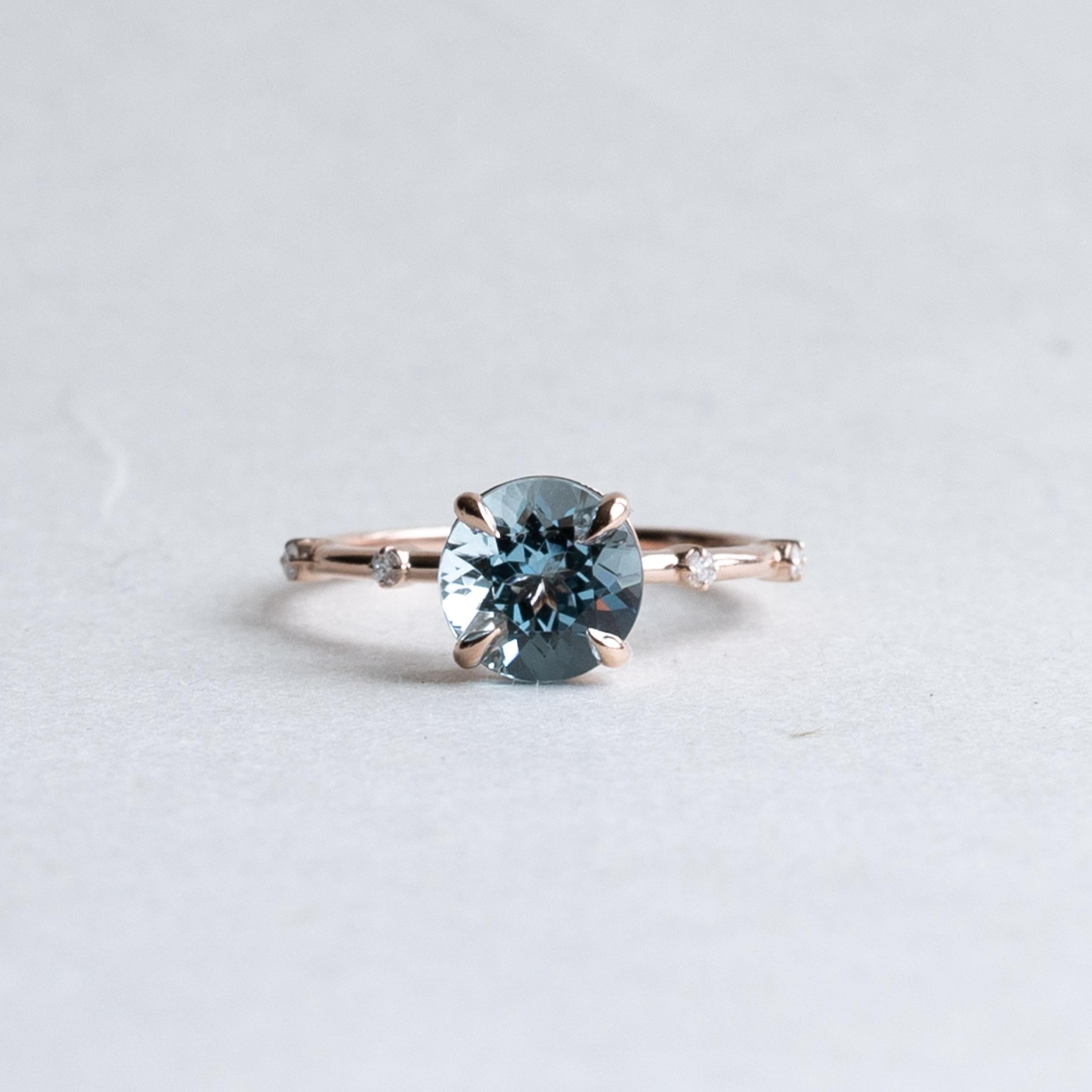18K Rose Gold Aquamarine Diamond Ring For Sale 1