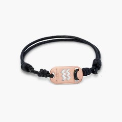 18 Karat Roségold Aquarius-Armband mit schwarzer Kordel