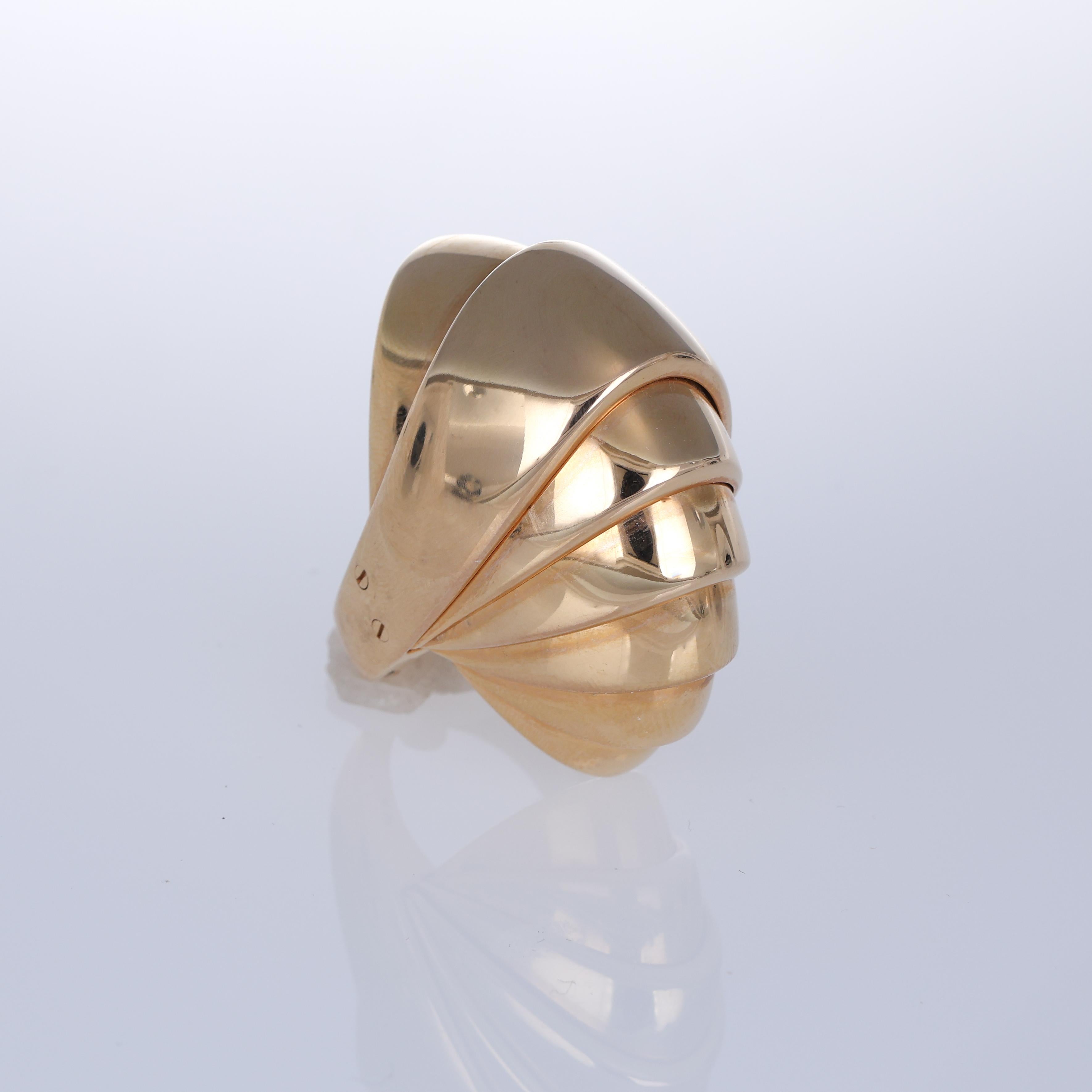 Women's or Men's 18K Rose Gold Armadillo-Shape Ring For Sale