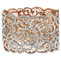 Bracelet manchette en or rose 18 carats de style Art déco