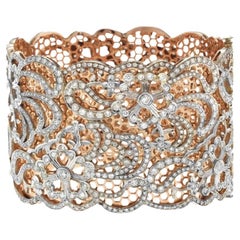 18k Rose Gold Art Deco Style Cuff Bracelet