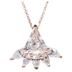 Art Deco Style Pendant with Chain with 1.68 Ct Natural Diamond, AIG Cert