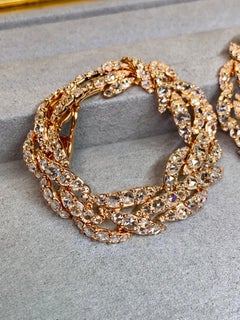 18K Rose Gold Articulating Front To Back Diamond Wreath Hoop Earrings 18ctw