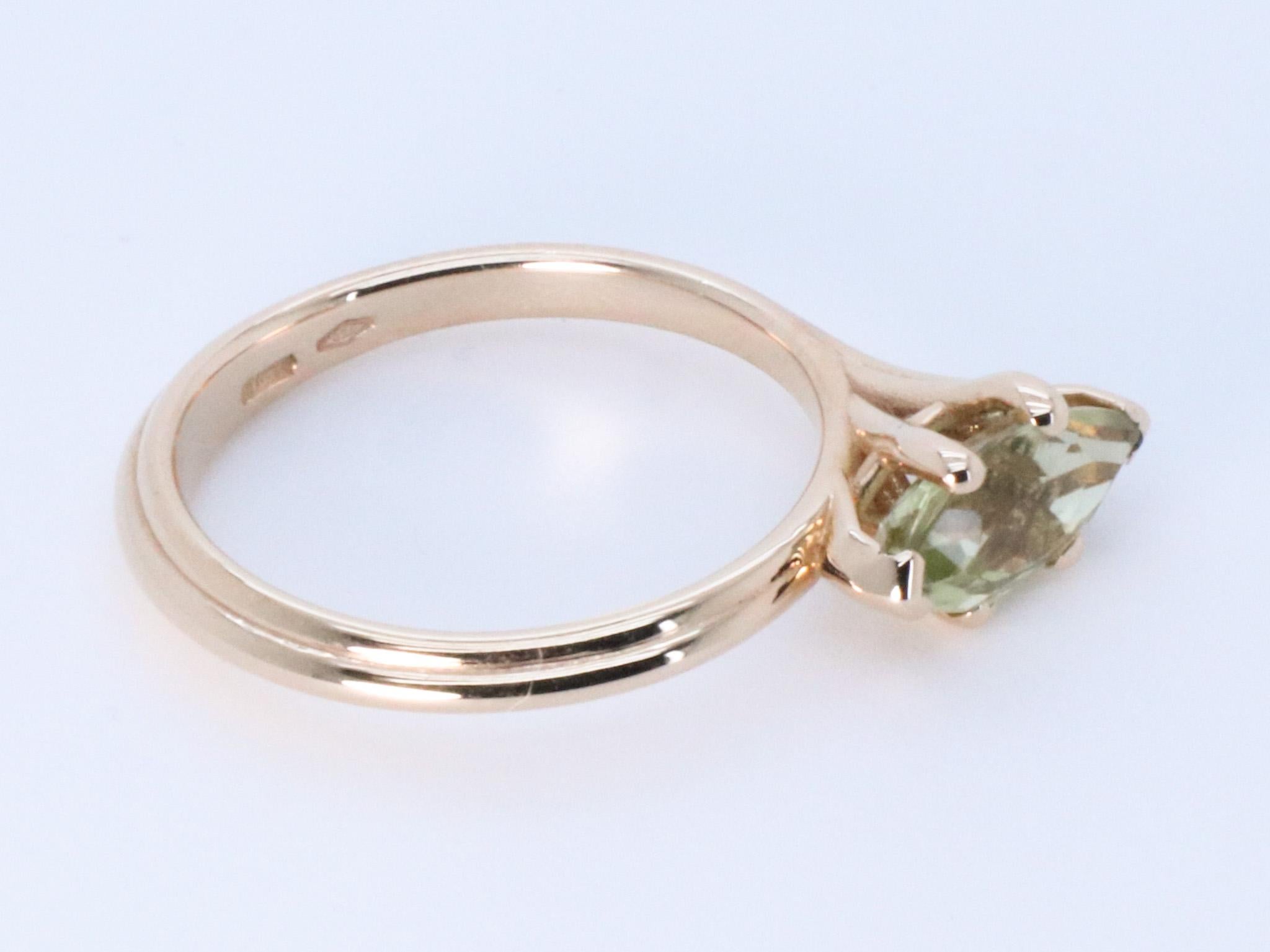 Asymmetric Cosmic Design Stackable Green Tormaline 18K Rose Gold  Cocktail Ring For Sale 5