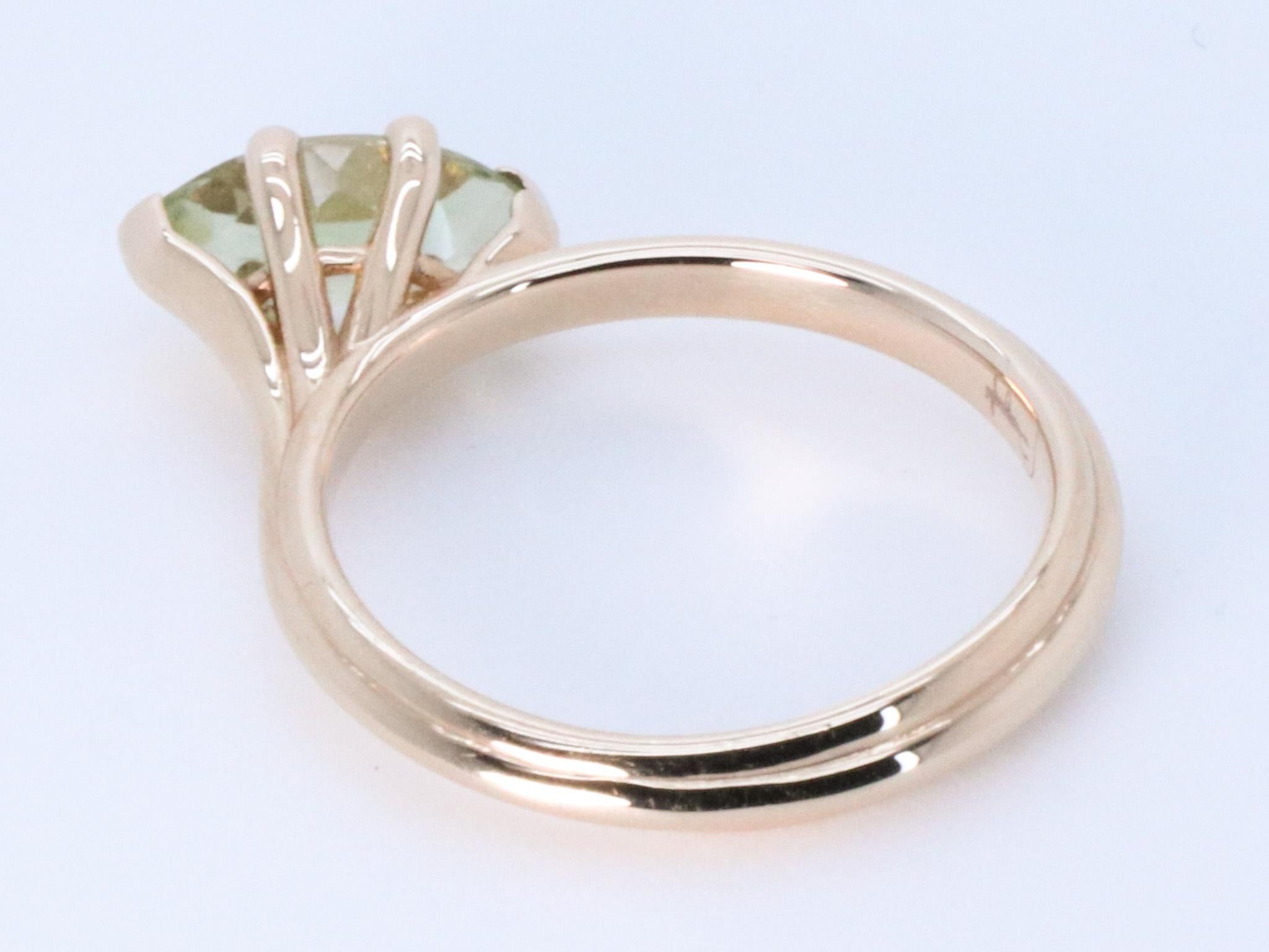 Asymmetric Cosmic Design Stackable Green Tormaline 18K Rose Gold  Cocktail Ring For Sale 6