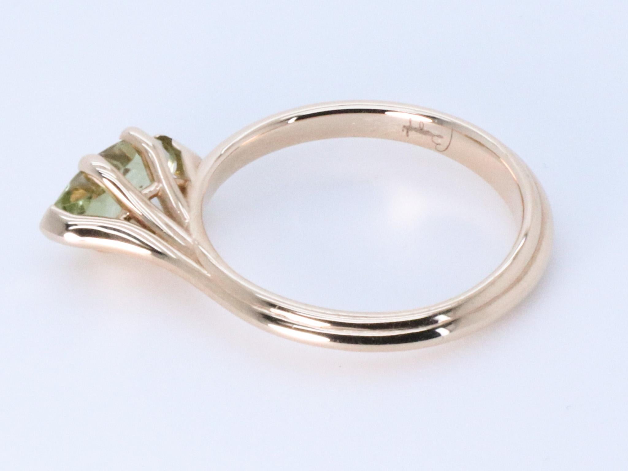 Asymmetric Cosmic Design Stackable Green Tormaline 18K Rose Gold  Cocktail Ring For Sale 7
