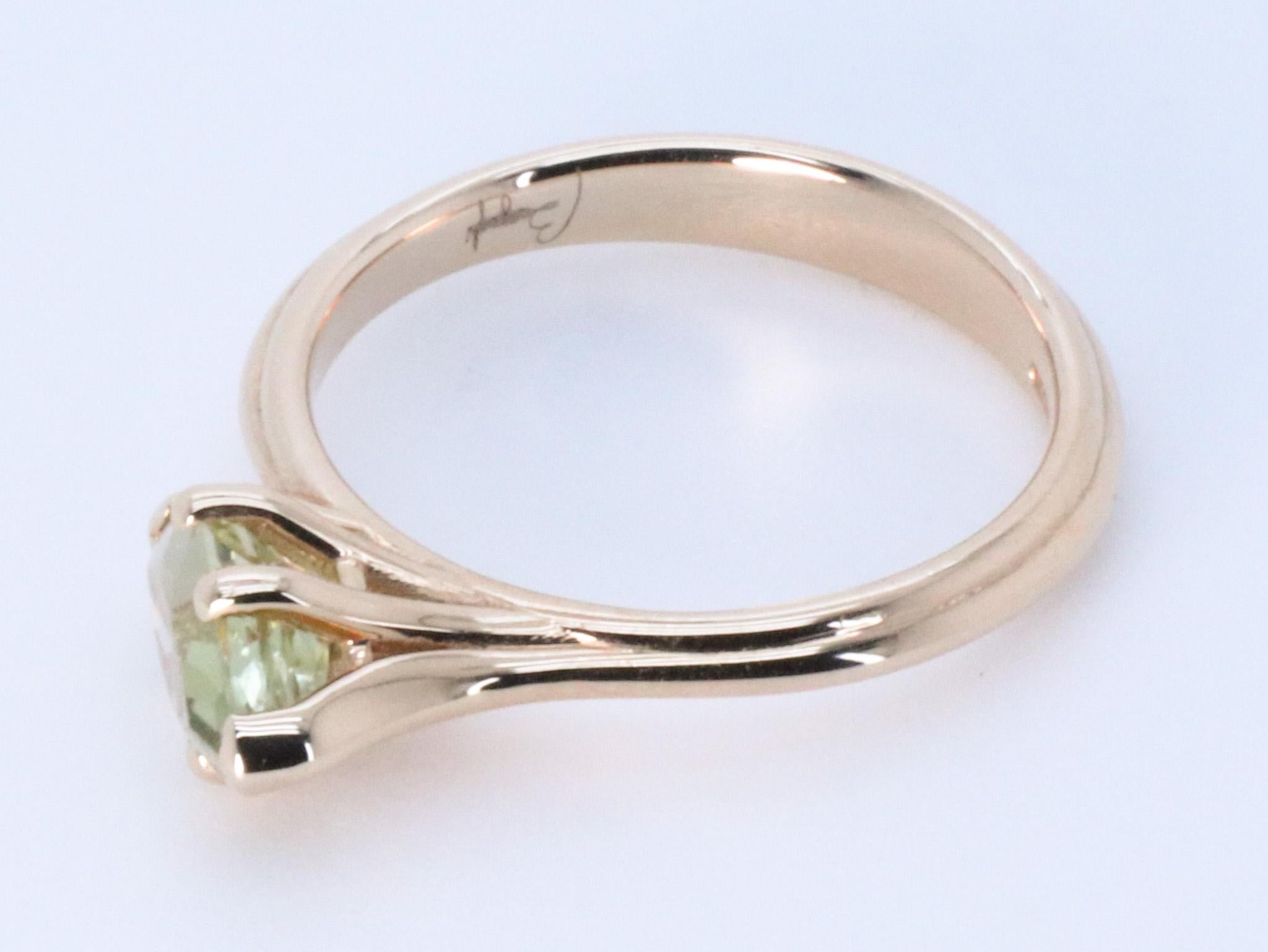 Asymmetric Cosmic Design Stackable Green Tormaline 18K Rose Gold  Cocktail Ring For Sale 8