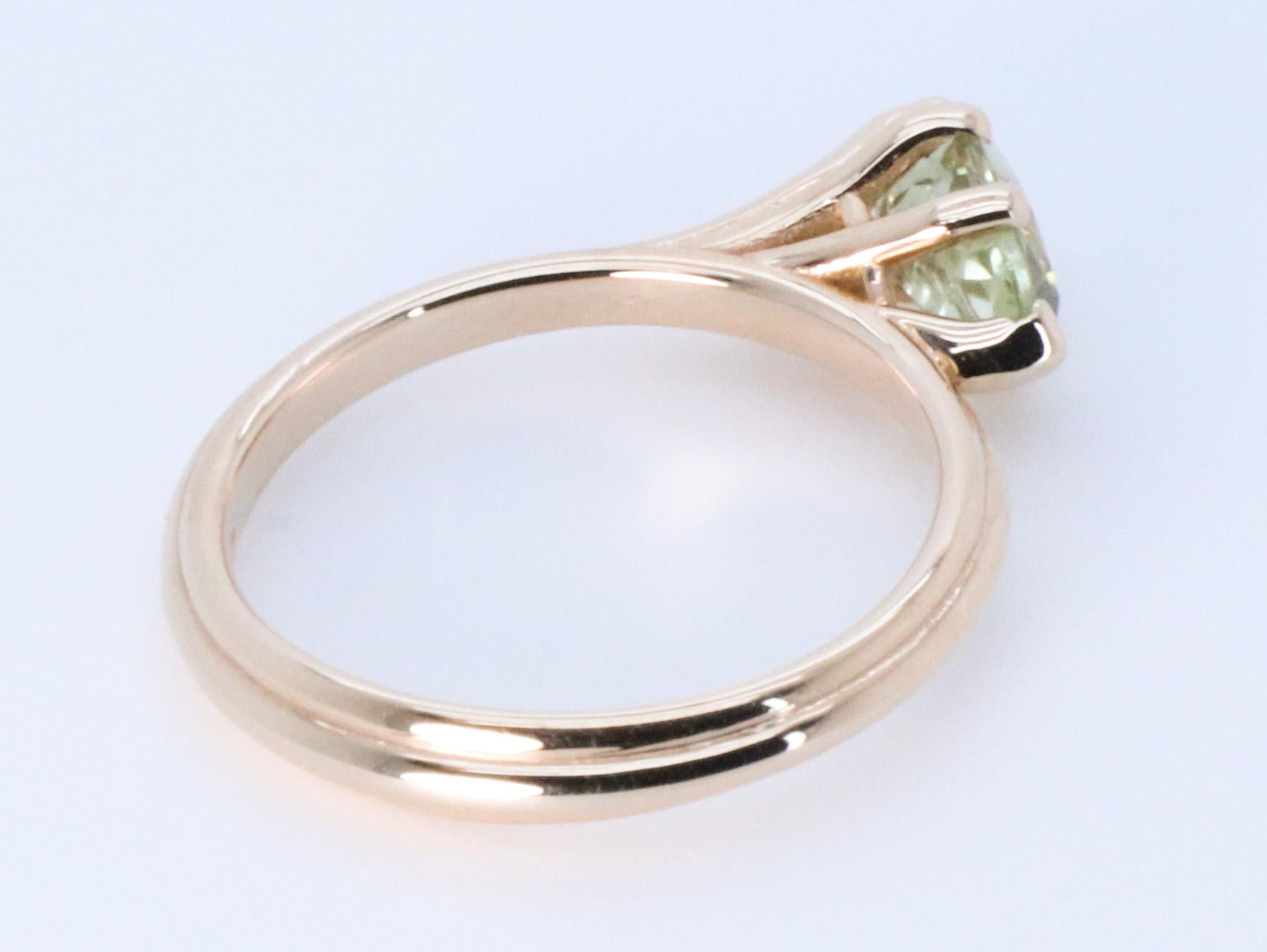 Asymmetric Cosmic Design Stackable Green Tormaline 18K Rose Gold  Cocktail Ring For Sale 9