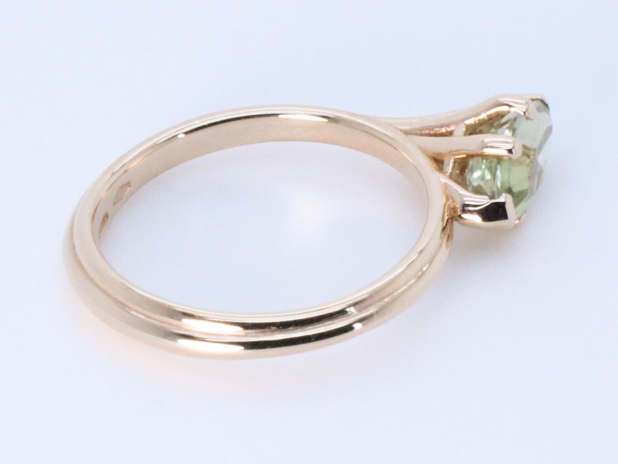Asymmetric Cosmic Design Stackable Green Tormaline 18K Rose Gold  Cocktail Ring For Sale 10