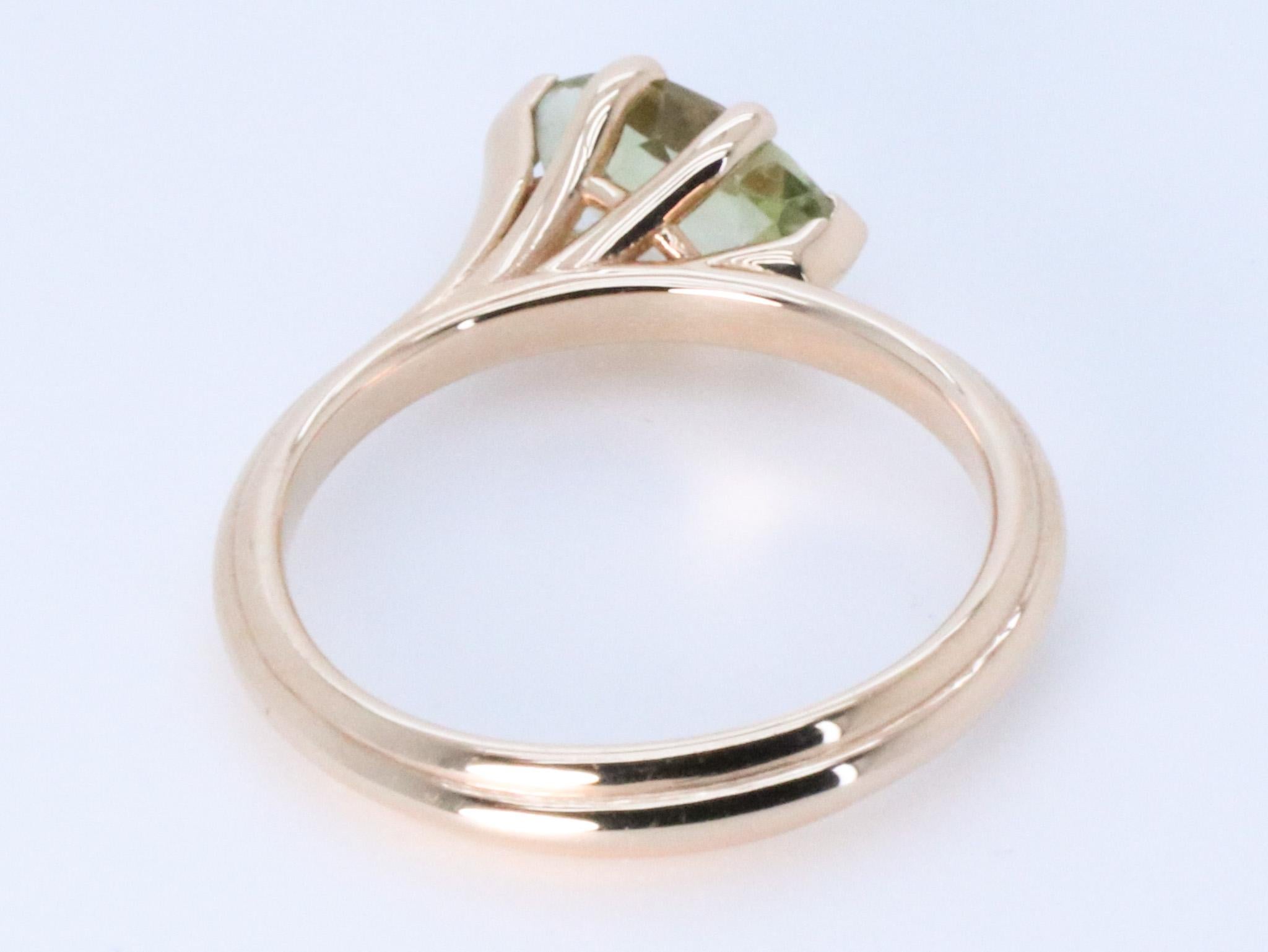 Asymmetric Cosmic Design Stackable Green Tormaline 18K Rose Gold  Cocktail Ring For Sale 11