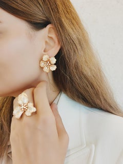 18K Rose Gold Azalea Flower Colored Diamond Earrings