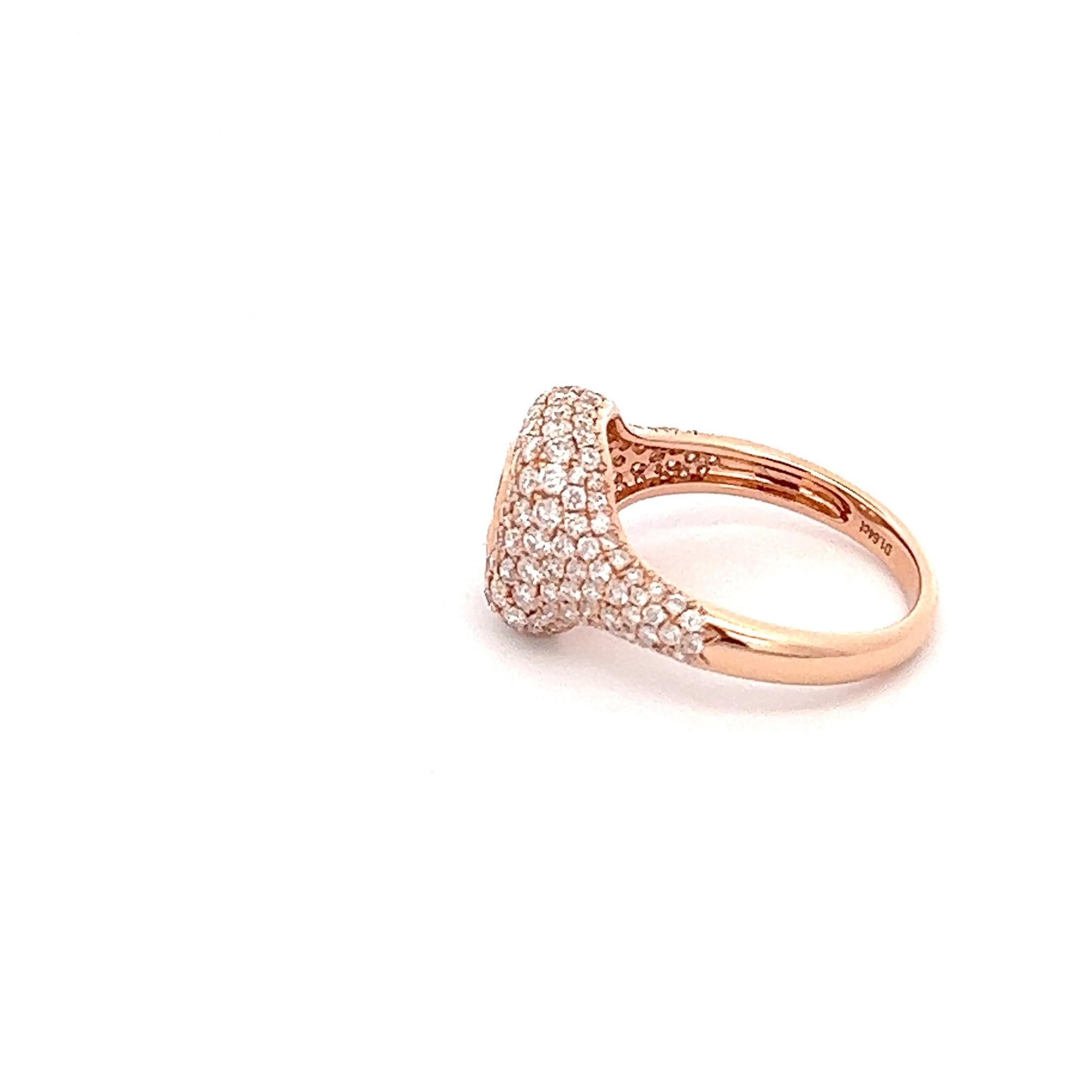 Baguette Cut 18K Rose Gold Baguette Diamond Lady's Ring  For Sale