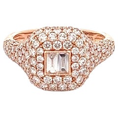 Bague pour femme en or rose 18 carats avec diamants baguettes 