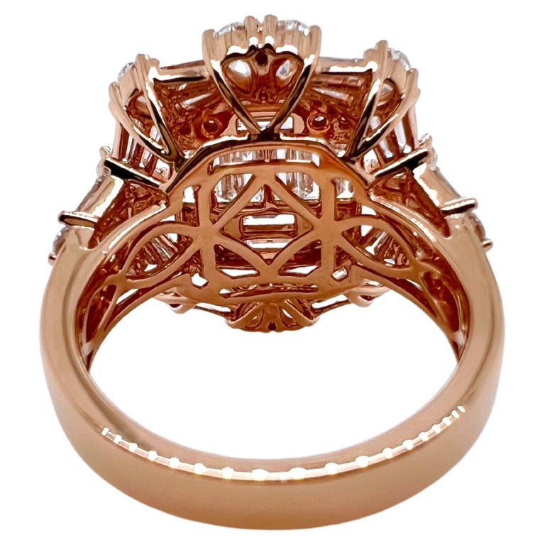 18k Rose Gold Baguette, Round, Pear Shape Diamond Ring For Sale at 1stDibs