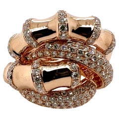18k Rose Gold Bamboo Style Diamond Cocktail Ring Band