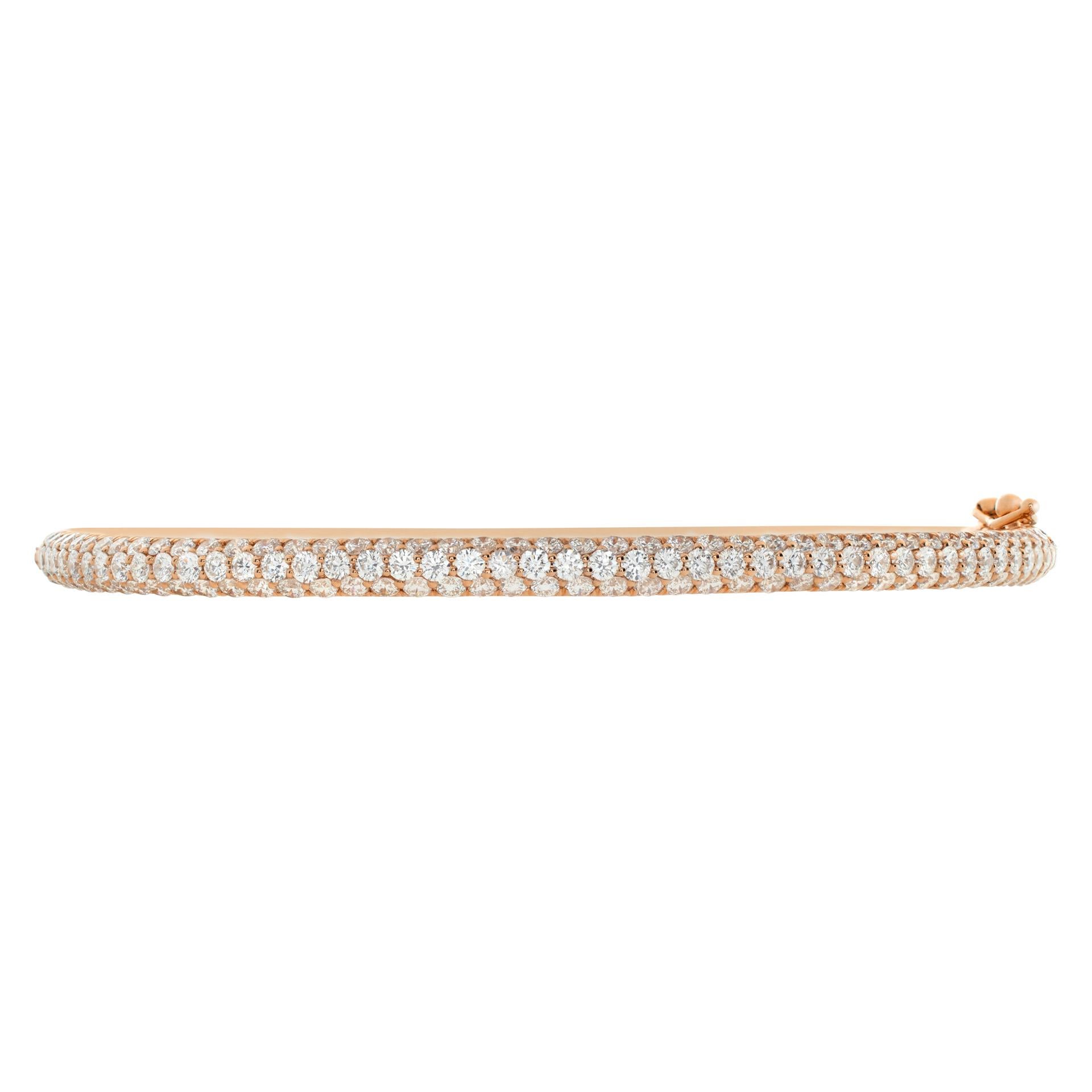 Timeless semi-eternity pave diamond bangle with 2.86 carats in brilliant round cut pave diamonds set in 18k rose gold. Fits wrists up to 7.5'', width 3mm.