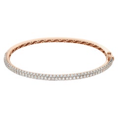 18k Rose Gold Bangle with 2.86 Carats in Round Brilliant Cut Pave Diamonds