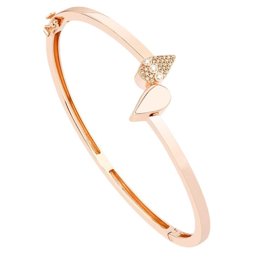 Brazalete de oro rosa de 18 quilates con gota de diamantes