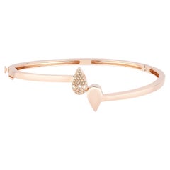 18k rose gold bangle with diamond encrusted drop size M/L