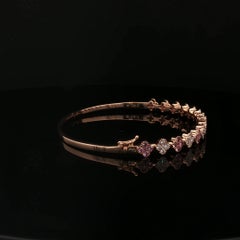 18K Rose Gold Bangle with Diamonds and Pink Sapphires