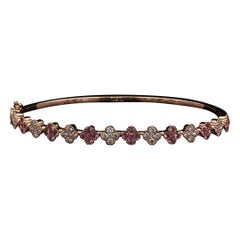 18K Rose Gold Bangle with Diamonds and Pink Sapphires