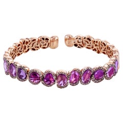 Ruwaya 18k rosa  Bracciale in oro con zaffiri rosa e diamanti taglio rotondo