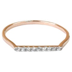 18k Rose Gold Bar Ring Pave Diamond Bar Ring Horizontal Gold Bar Ring