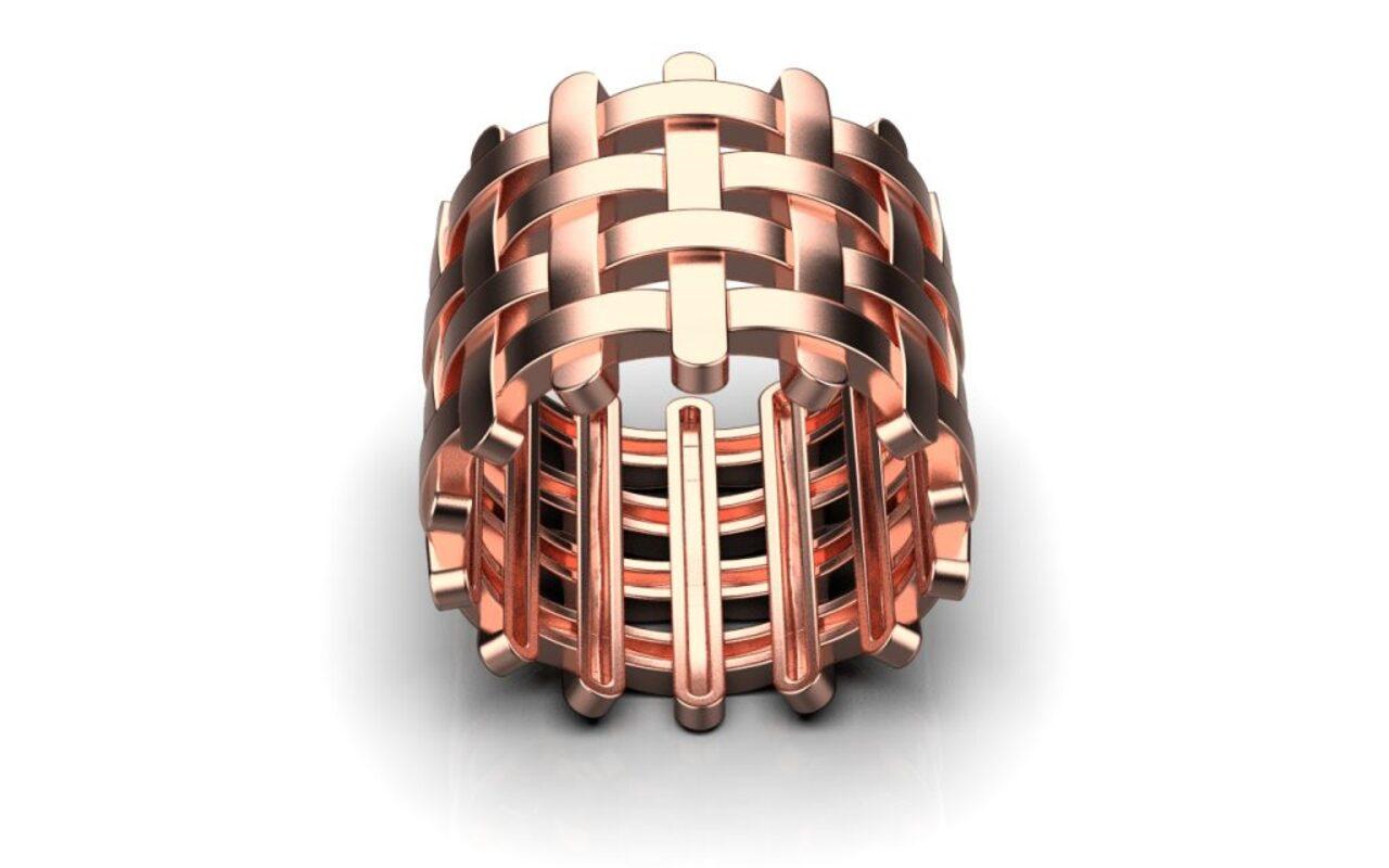 Product Details:

The Basket Ring is designed with interwoven strips of precious metal, formed to produce an iconic ring piece with a modern twists. Baskets have been used through time as a means for gathering and storage. We are reminded of the