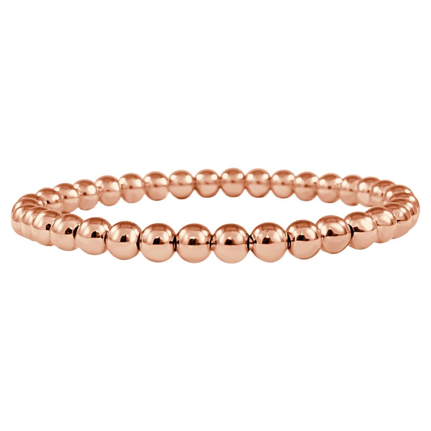 18k Rose Gold Beaded Stretch Bracelet Beads For Sale