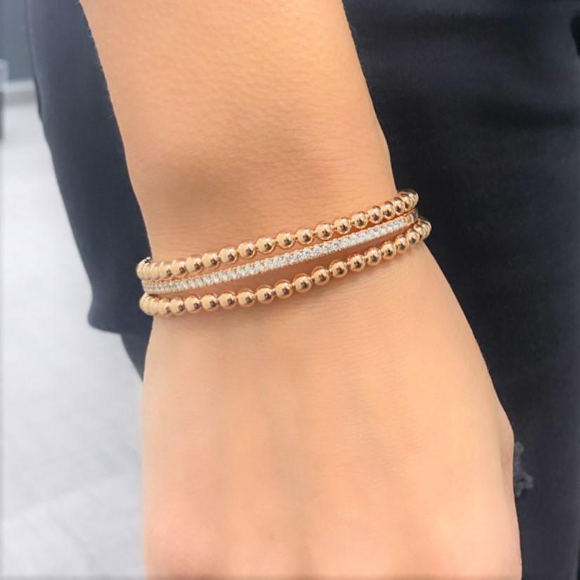 Bracelet extensible en perles d'or rose 18 carats Pour femmes en vente