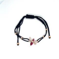 18K Rose Gold Bee Ruby Woven Bracelet with Diamonds
