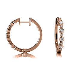 18 Karat Rose Gold Bezel Hoop Diamond Earrings '1/3 Carat'